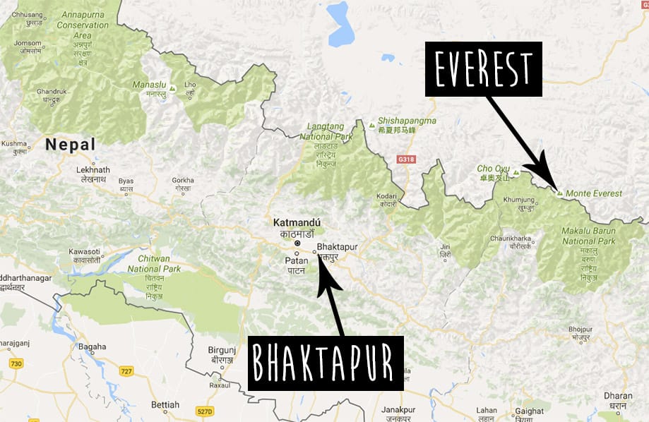 Mapa-Bhaktapur mapa nepal